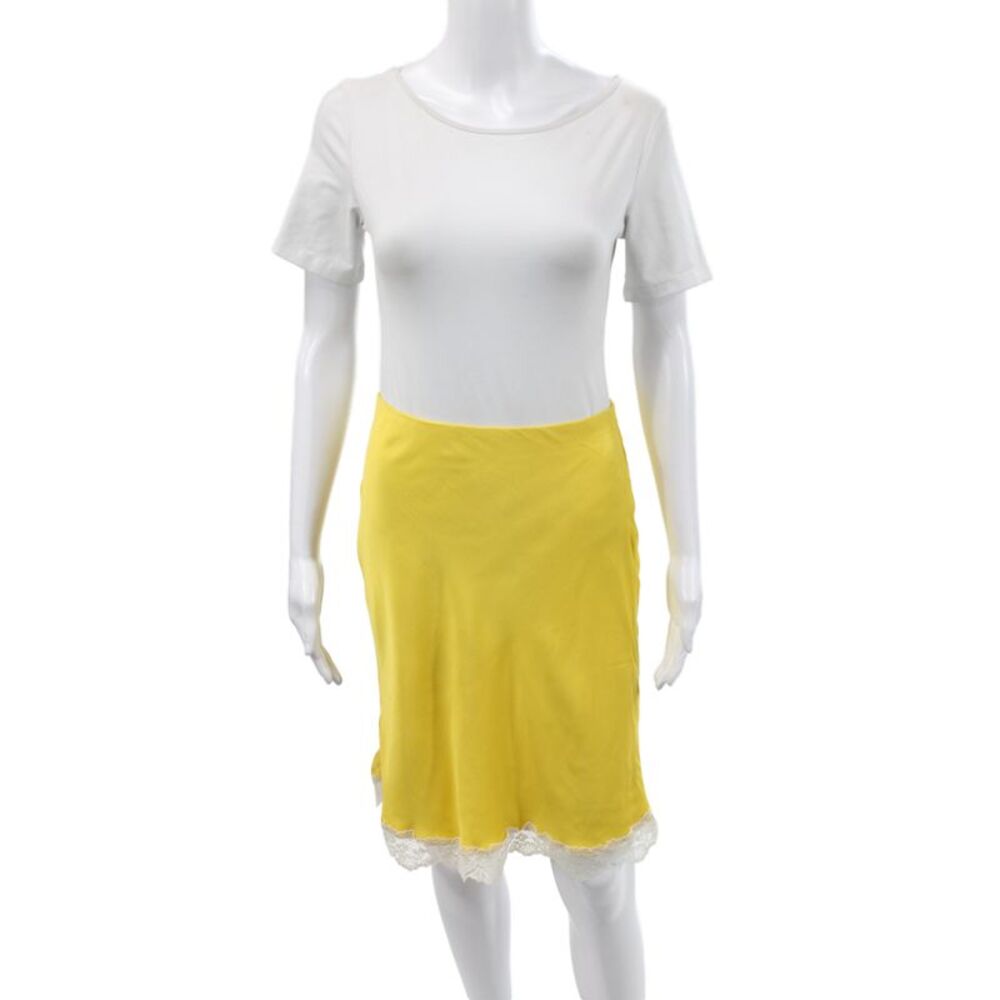 Anthropologie Women Yellow Pencil Skirt Lace 100% Viscose Knee Length Size S